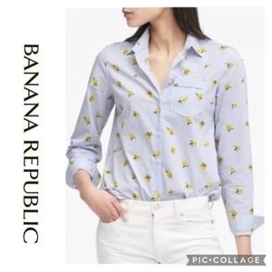 Banana Republic Lemon Print Button Down